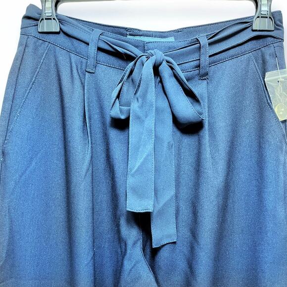 ModCloth NWT High Rise Belted Tie Wide Leg Pants Pull On Navy Blue Women's Sz 2 - Picture 4 of 6